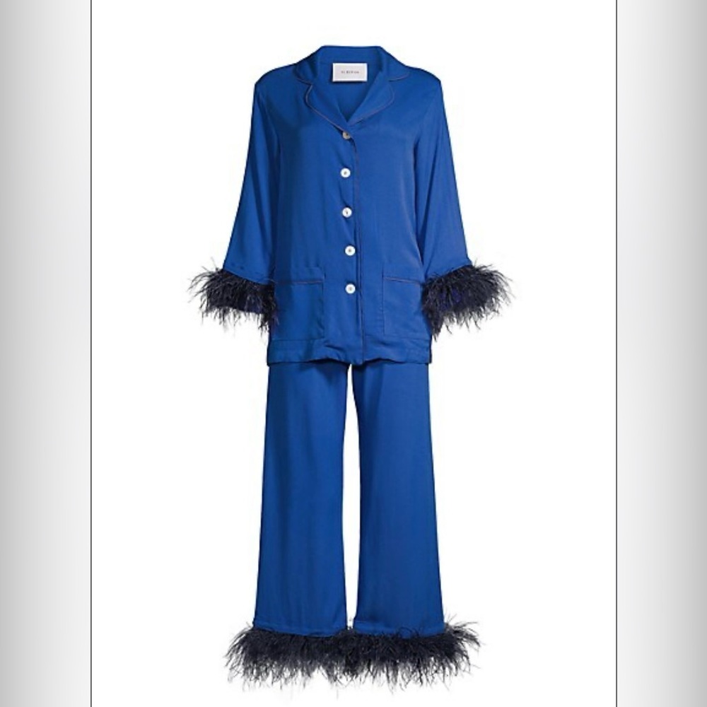 Daily Sleeper Blue Feather-Embellished Set